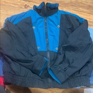 Vintage Blue and Black Zip-Up Jacket